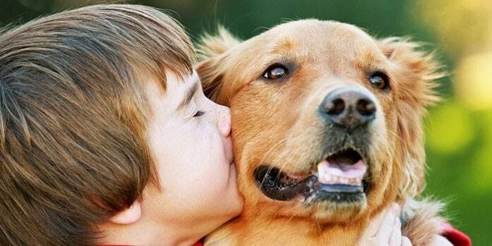 the boy kisses the dog and becomes infected with parasites